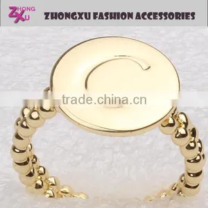 New Fashion and Popular Gold Plated Custom Alphabet Letter Rings thumbnail-1