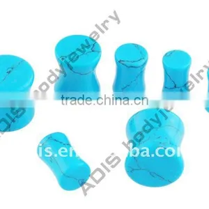 Body Piercing Wholesale Custom Charming Blue Turquoise 30mm Stone Gauges thumbnail-2