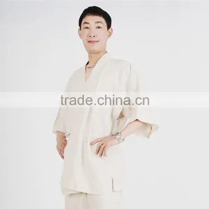 Mens French Linen Japanese Kimono Sleepwear thumbnail-4