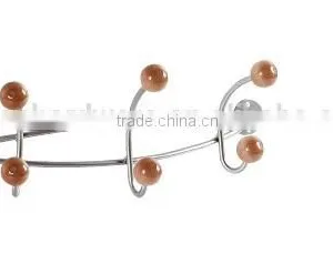 Wholesale Classical Steel Wall Coat Hook With Wooden Ball Powder Coating thumbnail-2