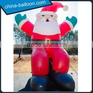 8M Inflatable Santa Claus Sitting on Chimney, Inflatable Christmas Santa thumbnail-1