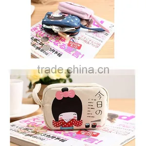 New Coming Women Girls Double Zipper Fabric Coin Purse Wallet Case Mobile Phone Bag thumbnail-4