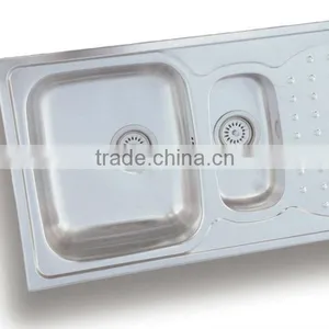 50x78 1,5 Bowl Stainless Steel Kitchen Sink (DE169) thumbnail-1