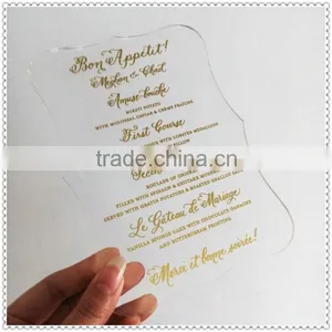 Wedding Acrylic Invitation Decorative Cards With Golden Printing thumbnail-1