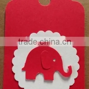 Red & White Paper Hang Tags Baby Shower Party Favor Label Gift Elephant DIY thumbnail-3