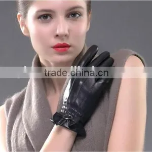 High Quality Custom Sexy Women Leather Gloves Genuine Black Sexy Women Leather Gloves thumbnail-4