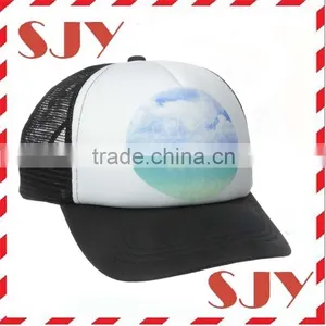 100%Polyester Two Tone Distressed Sublimation Trucker Cap thumbnail-5