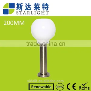 White 20cm Round/circle Multiple-function Long Stainless Steel Pedestal Solar Garden Ball Light thumbnail-1