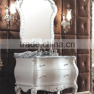Antique Bathroom Vanity Foshan Furniture With Marble Top and Mirror WTS309 thumbnail-6