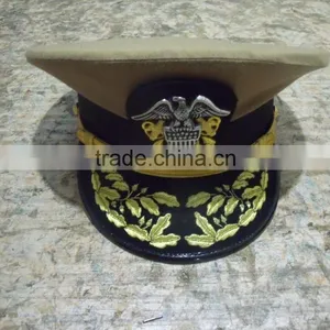 US Navy Admiral Officer Khaki Peaked Cap. Custom Peak Caps thumbnail-1