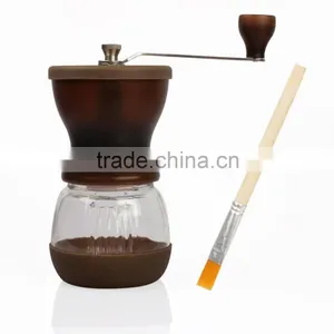 Mini Hand-Crank Coffee Bean Grinder Manual Coffee Grinding Mill 120g With Brush & Lid - Brown thumbnail-1