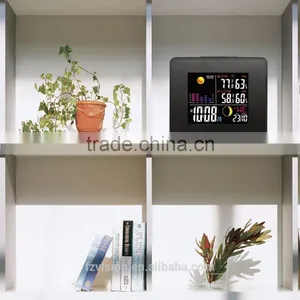 Durable RF Wireless LED Weather Station Clock Black With Backlight In/Outdoor Temperature Humidity With 3 Transmitters thumbnail-5