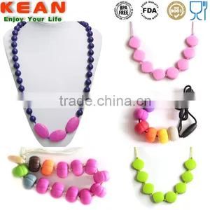 100% BPA Free Silicone Soft Baby Chewable Necklace for Baby Teething thumbnail-5