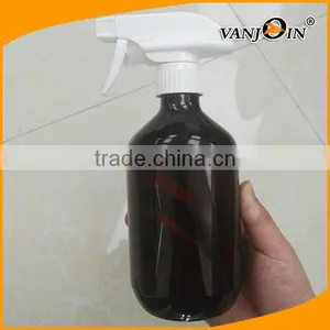 Empty 16oz Amber PET Plastic Trigger Bottle With White Trigger Wholesale thumbnail-4