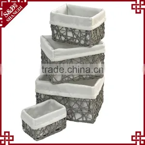 Set of 4 Paper Rope Hand Woven Storage Basket Wit Liner thumbnail-1