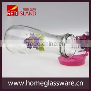 1L Glass Water Bottle With Lid, Juice Bottle thumbnail-2