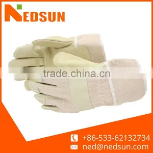 Protective Full Palm Pig Split Leather Working Gloves thumbnail-1