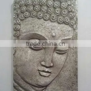 Silver Indoor Bali Wall Buddha Head Polyresin Decoration thumbnail-1