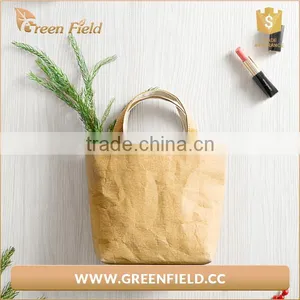 Professional Manufacture OEM Design Washable Kraft Paper Bag Handbag Style Paper Bag thumbnail-4