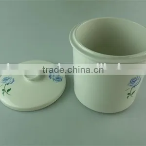 Cheap White Hand Printing Porcelain Stew Pot With Lid thumbnail-2