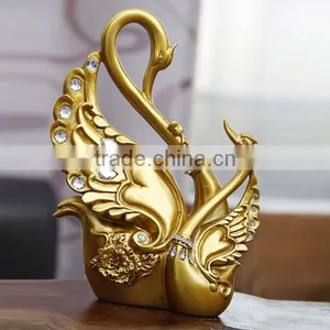 Custom Resin Golden Wedding Favors Swans Gift Figurine thumbnail-1