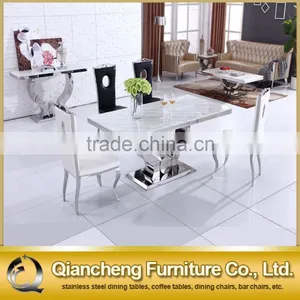 Hot Cake Marble Dining Table With Strong Stainless Steel Base thumbnail-6