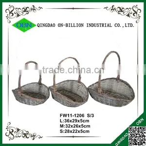 High Handle Wicker Woven Artificial Flower Basket Gift thumbnail-2