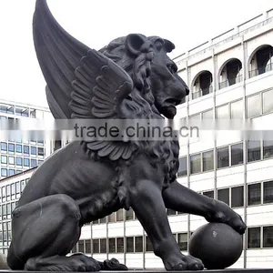 Customed Modern Garden Sculpture Bronze Lion With Wings Statue thumbnail-1