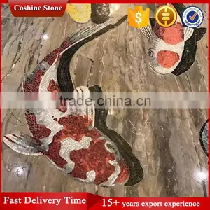 3d Vivid Fish Mosaic Tile Pattern for Wall Decoration thumbnail-1