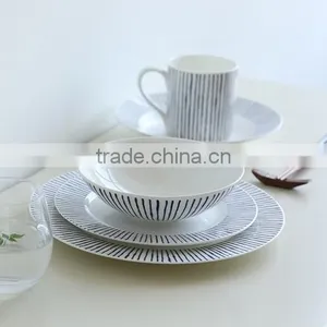 Japanese Style Stripe Decal 5pcs Ceramic Bonechina Dinnerware thumbnail-2