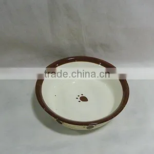 Brown Prints Ceramic Water Bowl for Pet thumbnail-1