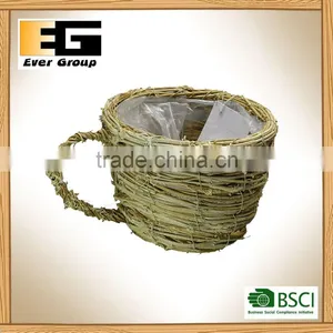 Nature Rattan Cup Shape Garden Plant With Wicker Planter Boxes thumbnail-6