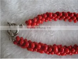 Wholesale 17" 4mm Red Coral Beads Necklace Jewelry Set thumbnail-2