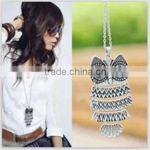 Cheap 2016 New Cute New Lady Women Vintage Silver Owl Pendant Necklace Best Gift For XMAS thumbnail-1