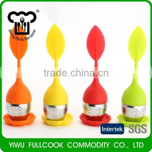 Factory Sale Leaf Grip Silicone Tea Strainer Tea Infuser With Tray thumbnail-1