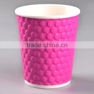 Top Grade Diamond Embossed Disposable Hot Coffee Paper Cup thumbnail-5
