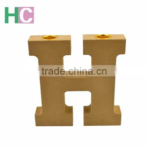 Unfinished Wood Letter Shape Candle Holders thumbnail-1