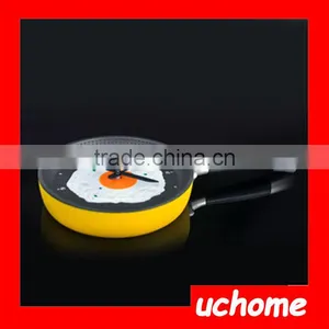 UCHOME Hot Beauty Happy Time Plastic Frying Pan Wall Clock, Decorative Kitchen Fried Egg Pan Wall Clock thumbnail-2