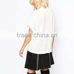 China Factory OEM ODM 2015 New Fashion Customized Highneck White Top and Blouse thumbnail-2