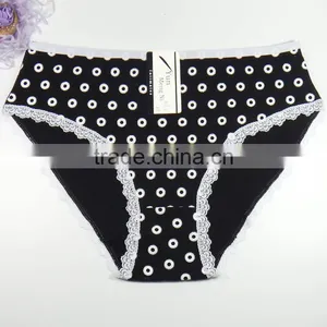 Soft Cotton Panties For Women Fancy Printing Girls Briefs With Lace Trim Sexy Lingerie thumbnail-6