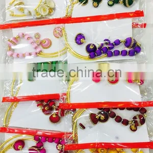 New Stylish Silk Thread Neck Piece With Matching Earrings Collection. thumbnail-5