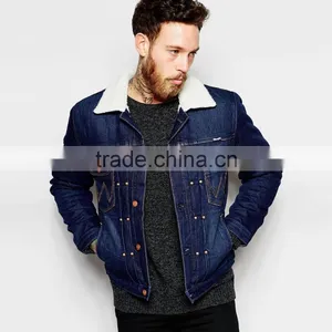 High Quality Men Clothing Jacket Denim With Fleece Collar Bulk Whloesale thumbnail-1