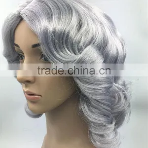MGOO Stock Human Hair Short Bob Lace Front Wig Water Wave Short Women Wig For Middle Age thumbnail-2