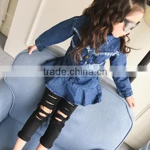 Zm35703a New Pattern Shirt Dresses Childrens Girls Autumn Jeans Dress thumbnail-3