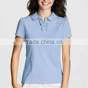 WOMEN'S POLO SHIRT WITH RUFFLE PLACKET thumbnail-1