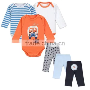 Newborn Baby Clothes Long Sleeves 100% Cotton Romper+Trousers Carters Baby Clothes thumbnail-4