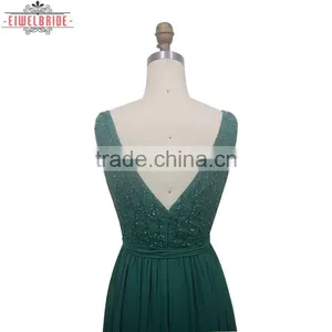 Custom A Line Beading Deep V Neck Wedding Dress thumbnail-2