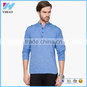 Men's Clothing Long Sleeve Blue Striped Kurta thumbnail-1