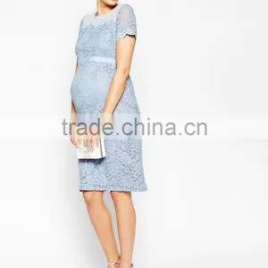 2015 Elegant Body Con Fit Lace Dress With Chiffon Maternity Dress thumbnail-5