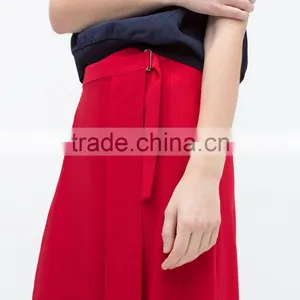 100% Polyester Buckle Waist Sarong Long Skirt With Loose Cut Design thumbnail-5